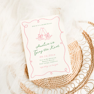 Invitation Douce Mariage Rose & Vert Dessinée à la Main