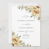 Invitation Douce Mariage Rustique Grand Boho Tournesols (Devant)