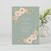 Invitation Douce Mariage Sage Soft Bloom (Debout devant)