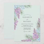 Invitation Douce Mariage Violet Pâle Wisteria (Devant / Derrière)