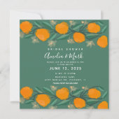 Invitation Douce Mariée Abstrait Botanique Orange Dessinée à (Devant)