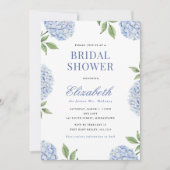 Invitation Douce Mariée Bleu Classique Hydrangea, Code QR (Devant)