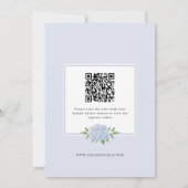 Invitation Douce Mariée Bleu Classique Hydrangea, Code QR (Dos)