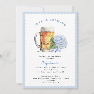 Invitation Douce Mariée Blue Hydrangea L'amour est en train d