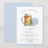 Invitation Douce Mariée Blue Hydrangea L'amour est en train d (Devant / Derrière)