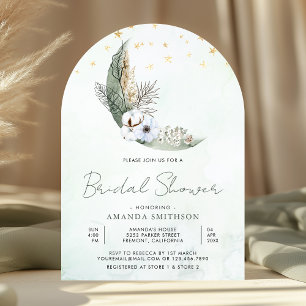 Invitation Douce Mariée Bohème Florale Lune Arche Fête de Mar