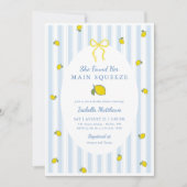 Invitation Douce Mariée Citron Bleu Rayé (Devant)