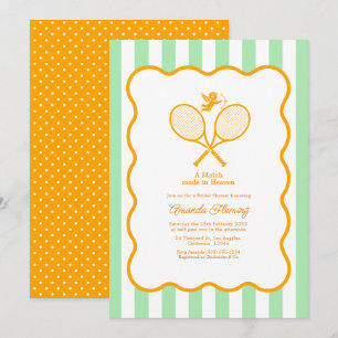Invitation Douce Mariée de Tennis Orange et Vert Menthe