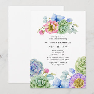Invitation Douce Mariée Fleurie et Succulente Tendance