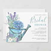 Invitation Douce Mariée Fleurie Hydrangea Bleu et Lavande (Devant)
