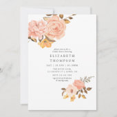 Invitation Douce Mariée Fleurie Rose et Or (Devant)
