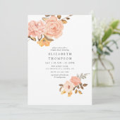 Invitation Douce Mariée Fleurie Rose et Or (Debout devant)