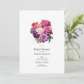 Invitation Douce Mariée Fleurie Violet et Violet (Debout devant)