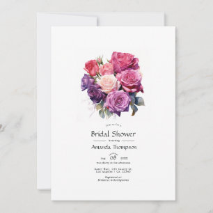 Invitation Douce Mariée Fleurie Violet et Violet