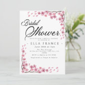 Invitation Douce Mariée Fleurs Aquarelle Rose (Debout devant)