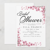 Invitation Douce Mariée Fleurs Aquarelle Rose (Devant / Derrière)