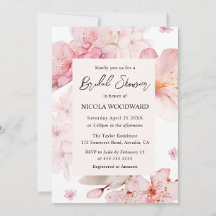 Invitation Douce Mariée Fleurs de Cerisier Aquarelle