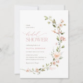 Invitation Douce Mariée Florale Rose Pêche (Devant)