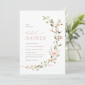 Invitation Douce Mariée Florale Rose Pêche (Debout devant)