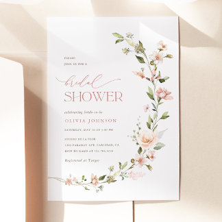 Invitation Douce Mariée Florale Rose Pêche
