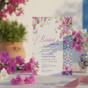 Invitation Douce Mariée Italienne de Bougainville Méditerrané