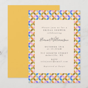Invitation Douce Mariée Moderne Géométrique Jaune Salle de Fê