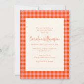 Invitation Douce Mariée Orange Rose Gingham Carreaux Shower d (Devant)