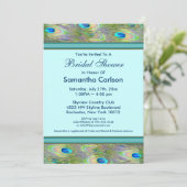 Invitation Douce Mariée Paon Bleu Turquoise (Debout devant)