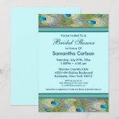 Invitation Douce Mariée Paon Bleu Turquoise (Devant / Derrière)