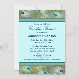 Invitation Douce Mariée Paon Bleu Turquoise