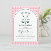 Invitation Douce Mariée Rose Gingham Vert Arche Golf (Debout devant)