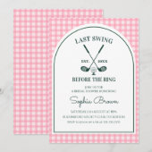 Invitation Douce Mariée Rose Gingham Vert Arche Golf (Devant / Derrière)