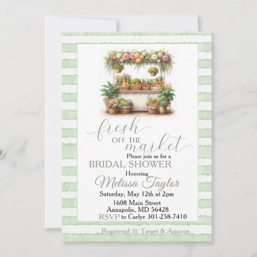 Invitation Douce mariée tout juste arrivée sur le marché (Devant)