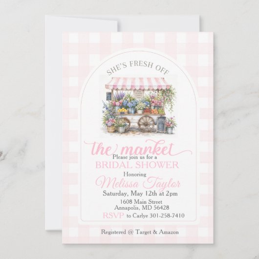 Invitation Douce mariée tout juste sortie du marché (Devant)