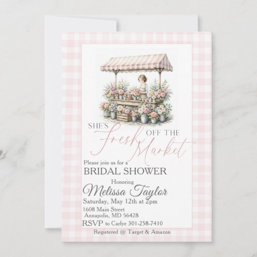 Invitation Douce mariée tout juste sortie du marché (Devant)