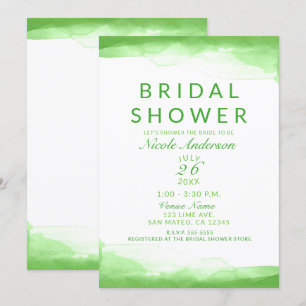 Invitation Douce Mariée Verte Clair Lime Aquarelle Élégante