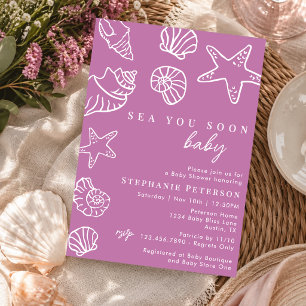 Invitation Douce Mer Mauve Vous Bientôt Fête Prénatale de Béb