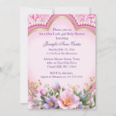 Invitation Douce Mignonne Fille Rose Bébé Naissance Chiot Cha (Dos)