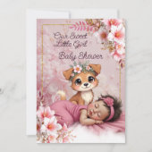 Invitation Douce Mignonne Fille Rose Bébé Naissance Chiot Chi (Devant)