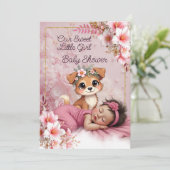 Invitation Douce Mignonne Fille Rose Bébé Naissance Chiot Chi (Debout devant)
