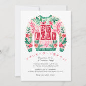 Invitation Douce moche fête de Noël Preppy modèle floral (Devant)