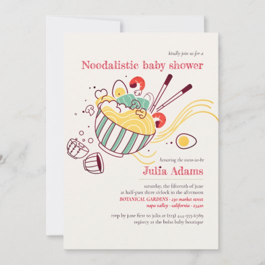 Invitation Douce Nuit Fêtes de Bébé Champignons Italiens Noui (Devant)