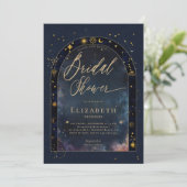 Invitation Douce Nuit Sidérale Zodiaque Lunaire Baby Shower (Debout devant)