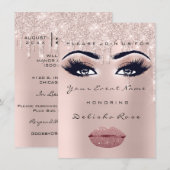 Invitation Douce nuptiale 16e 15e Rose des LIPS de baiser Ski (Devant / Derrière)