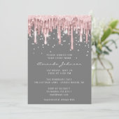 Invitation Douce nuptiale 16e Rose  Parties scintillant gris  (Debout devant)