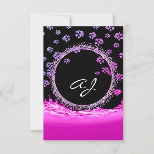 Invitation Douce nuptiale rose violet 16e Vagues initiales fl (Dos)