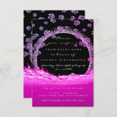 Invitation Douce nuptiale rose violet 16e Vagues initiales fl (Devant / Derrière)