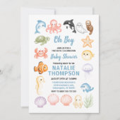 Invitation Douce Océan Sous l'Eau Fête de Naissance Bébé (Devant)