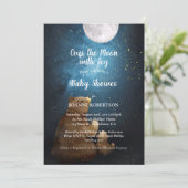Invitation Douce Ours Au-Dessus de la Fête de Bébé Lune (Debout devant)