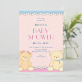 Invitation Douce ours fête de naissance (Debout devant)